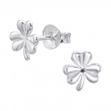 7mm Plain Clover - 925 Sterling Silver Simple Stud Earrings SD50608