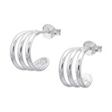 Triple-Bar Half Hoop - 925 Sterling Silver Simple Stud Earrings SD50611 Triple-Bar Half Hoop - 925 Sterling Silver Simple Stud Earrings SD50611