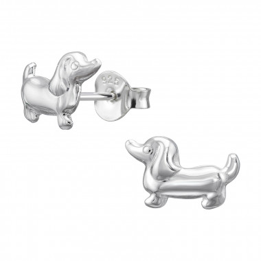 10mm Dachshund - 925 Sterling Silver Simple Stud Earrings SD50615
