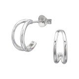 Double Hoop - 925 Sterling Silver Simple Stud Earrings SD50616