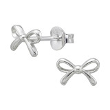 7mm Bow - 925 Sterling Silver Simple Stud Earrings SD50629