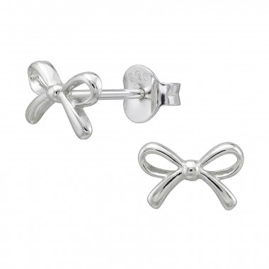 7mm Bow - 925 Sterling Silver Simple Stud Earrings SD50629