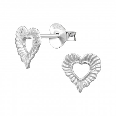 Pattern Heart - 925 Sterling Silver Simple Stud Earrings SD50650