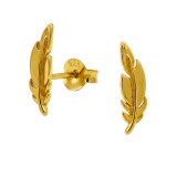 Single Leaf Gold Plated - 925 Sterling Silver Simple Stud Earrings SD50698