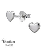5mm Heart Rhodium Plated - 925 Sterling Silver Simple Stud Earrings SD50992