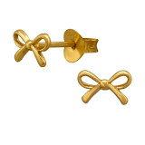 7mm Bow Gold Plated - 925 Sterling Silver Simple Stud Earrings SD51200