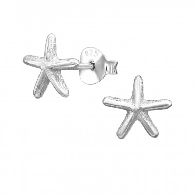 8mm Starfish - 925 Sterling Silver Simple Stud Earrings SD51210