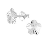 6 Petal Flower 7.5Mm Diamond Cut - 925 Sterling Silver Simple Stud Earrings SD51234