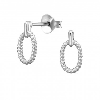 Twisted Oval Door Knocker - 925 Sterling Silver Simple Stud Earrings SD51374