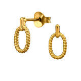 Twisted Oval Door Knocker - 925 Sterling Silver Simple Stud Earrings SD51375