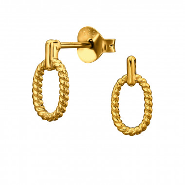 Twisted Oval Door Knocker - 925 Sterling Silver Simple Stud Earrings SD51375