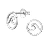 Open Circle Ocean Wave - 925 Sterling Silver Simple Stud Earrings SD51376