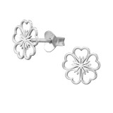 Hearts Within Flower - 925 Sterling Silver Simple Stud Earrings SD51411