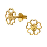 Hearts Within Flower Gold Plated - 925 Sterling Silver Simple Stud Earrings SD51412