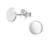 6mm Circular Disc - 925 Sterling Silver Simple Stud Earrings SD51413