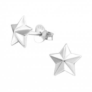 Star - 925 Sterling Silver Simple Stud Earrings SD578