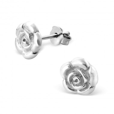 Rose - 925 Sterling Silver Simple Stud Earrings SD580