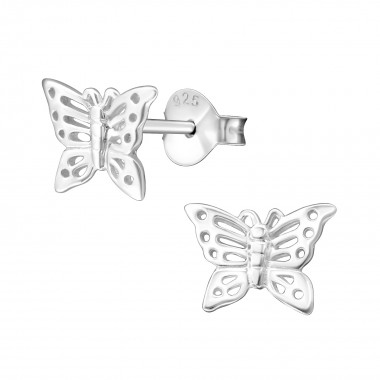 Butterfly - 925 Sterling Silver Simple Stud Earrings SD581