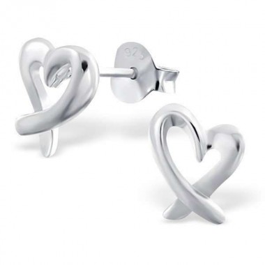Heart - 925 Sterling Silver Simple Stud Earrings SD582