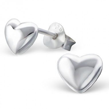 Heart - 925 Sterling Silver Simple Stud Earrings SD584