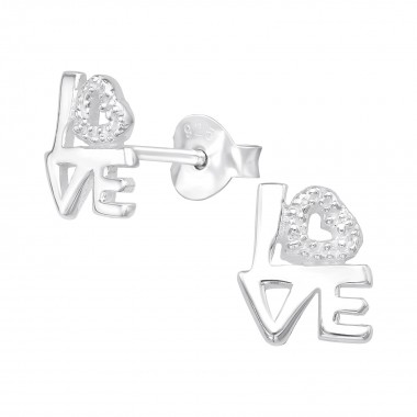 Love - 925 Sterling Silver Simple Stud Earrings SD590