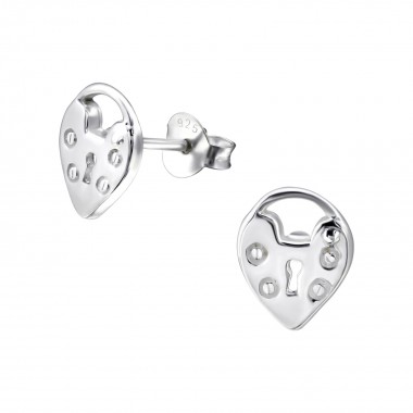 Lock - 925 Sterling Silver Simple Stud Earrings SD596