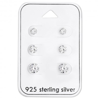 Round - 925 Sterling Silver Stud Earring Sets  SD28454