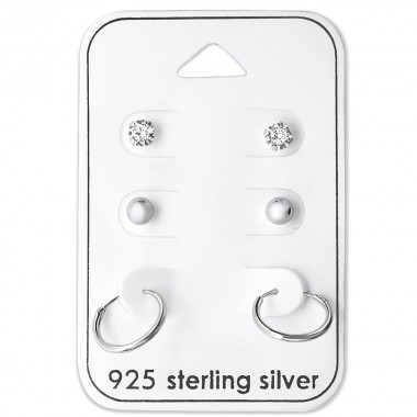 Round - 925 Sterling Silver Stud Earring Sets  SD28457