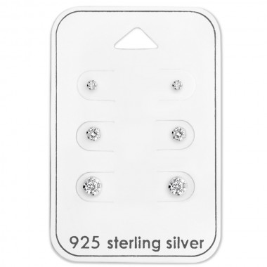 Round - 925 Sterling Silver Stud Earring Sets  SD28459