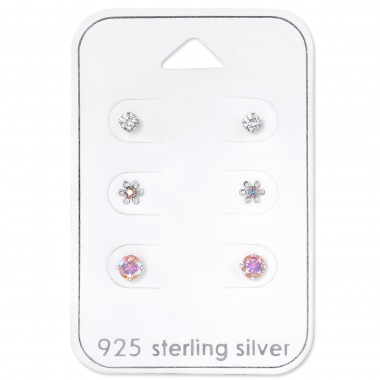 Flower - 925 Sterling Silver Stud Earring Sets  SD30963