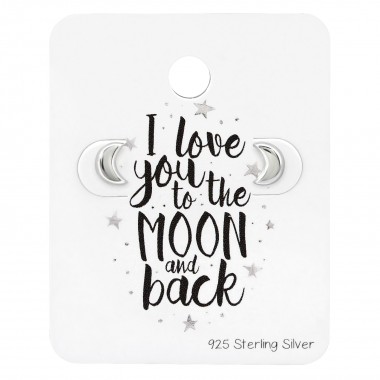 Moon Ear Studs On Lovers Cards - 925 Sterling Silver Stud Earring Sets  SD34121