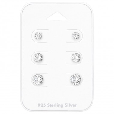 4Mm, 5mm And 6mm Round - 925 Sterling Silver Stud Earring Sets  SD35240