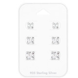 4Mm, 5mm And 6mm Square - 925 Sterling Silver Stud Earring Sets  SD35242