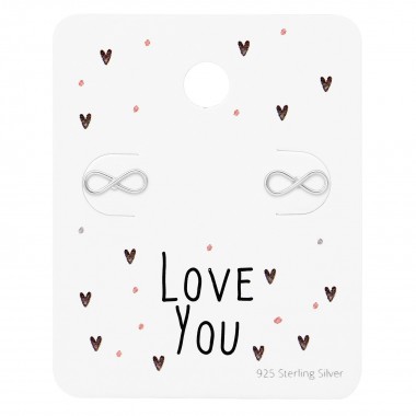 Infinity Ear Studs On Love You Card - 925 Sterling Silver Stud Earring Sets  SD35882