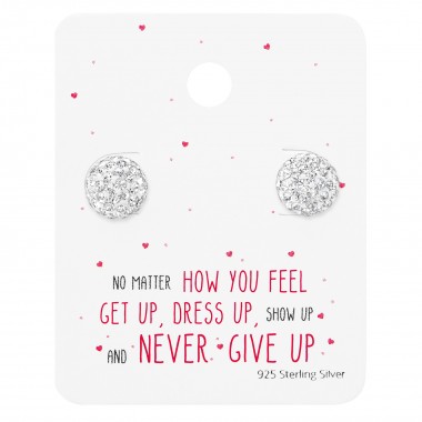 Round Ear Studs On Motivational Quote Card - 925 Sterling Silver Stud Earring Sets  SD35885