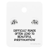 Elephant Ear Studs On Motivational Quote Card - 925 Sterling Silver Stud Earring Sets  SD35892