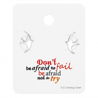 Bird Ear Studs On Motivational Quote Card - 925 Sterling Silver Stud Earring Sets  SD35895