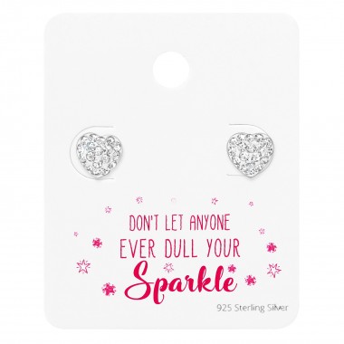 Heart Ear Studs On Motivational Quote Card - 925 Sterling Silver Stud Earring Sets  SD35901