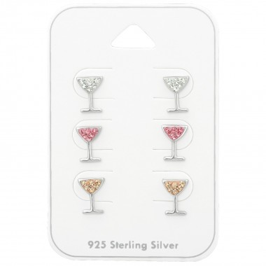 Cocktail Glass - 925 Sterling Silver Stud Earring Sets  SD38732