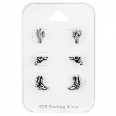 Cowboy Set - 925 Sterling Silver Stud Earring Sets  SD39731