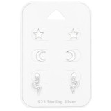 Star, Moon And Snake - 925 Sterling Silver Stud Earring Sets  SD42026