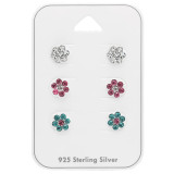 Flowers - 925 Sterling Silver Stud Earring Sets  SD43796