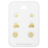 Stars - 925 Sterling Silver Stud Earring Sets  SD44786