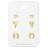 Gold - 925 Sterling Silver Stud Earring Sets  SD44787