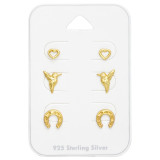 Gold - 925 Sterling Silver Stud Earring Sets  SD44787