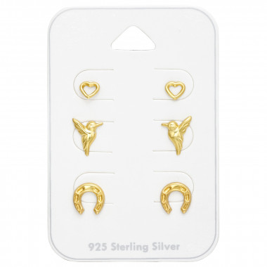 Gold - 925 Sterling Silver Stud Earring Sets  SD44787