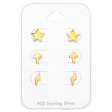 Gold - 925 Sterling Silver Stud Earring Sets  SD44788