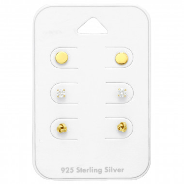 Gold - 925 Sterling Silver Stud Earring Sets  SD44789