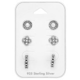 Oxidized - 925 Sterling Silver Stud Earring Sets  SD44794