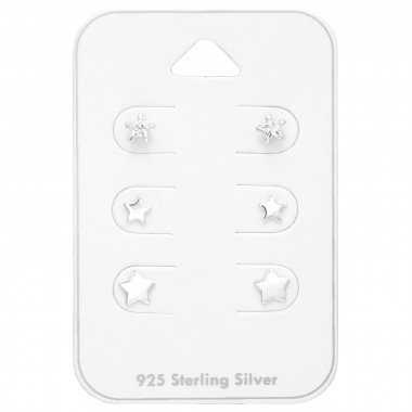 Stars - 925 Sterling Silver Stud Earring Sets  SD44797